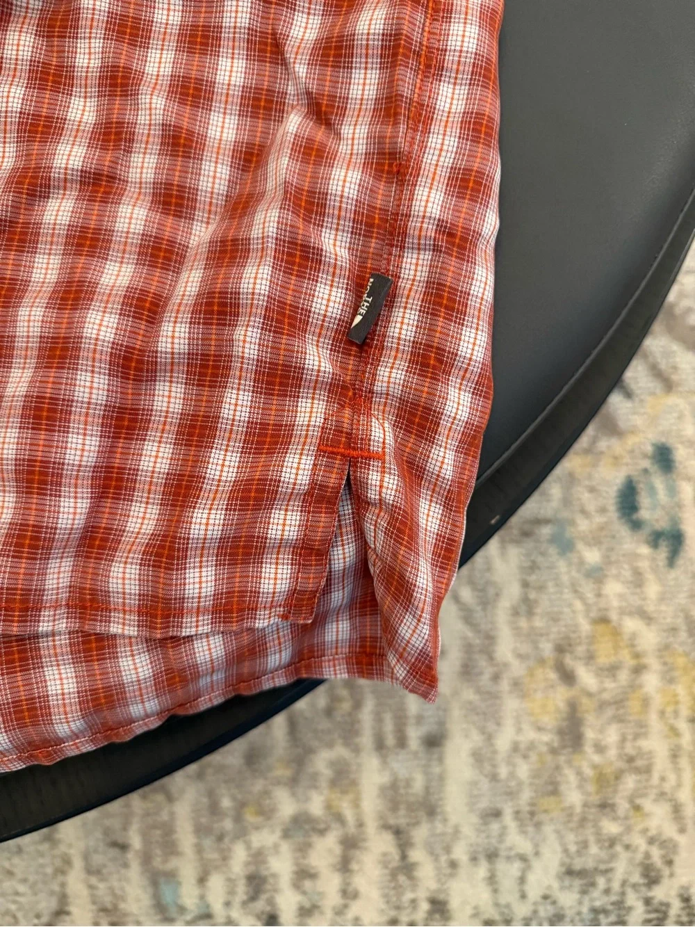 The North Face Hiking Button Down Mens XL Orange and Maroon Plaid